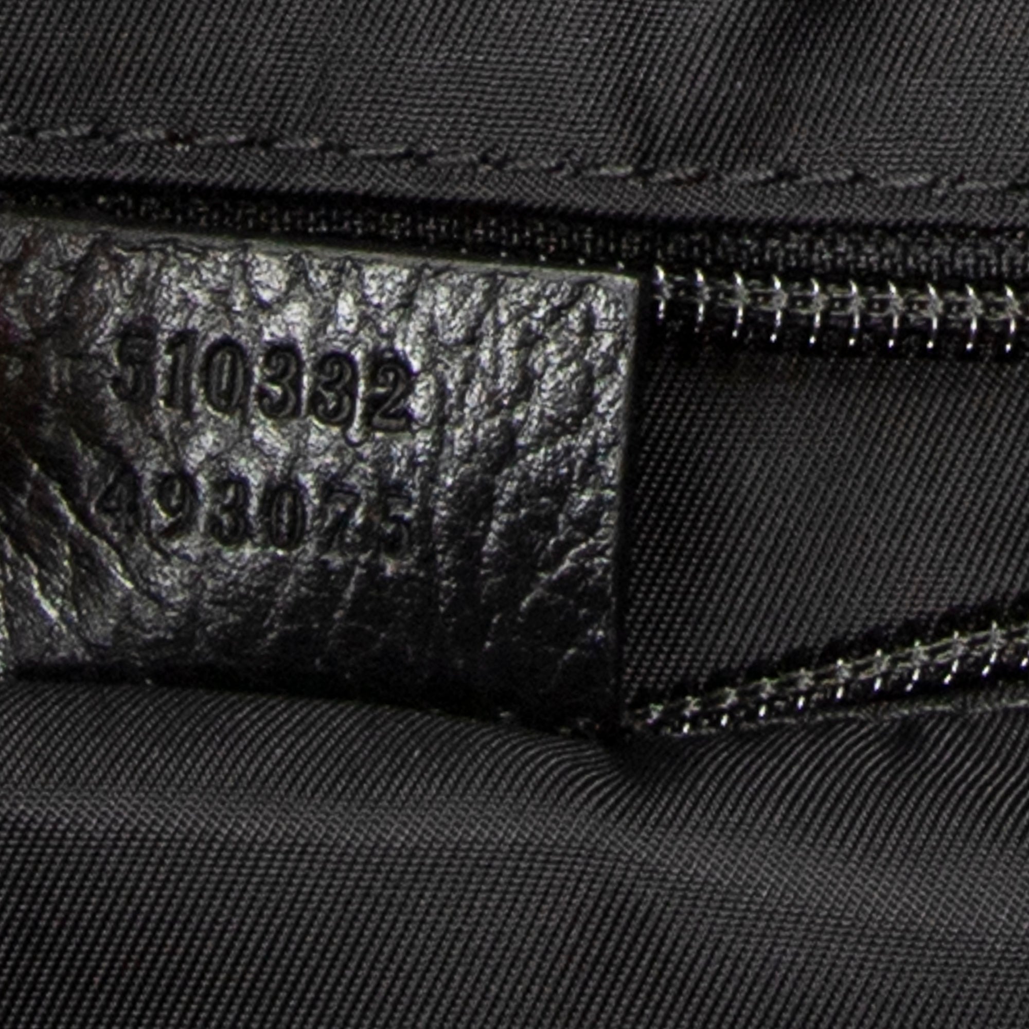 Shoulder Bag Zip Shopping Tote Black Guccissima Nylon Canvas