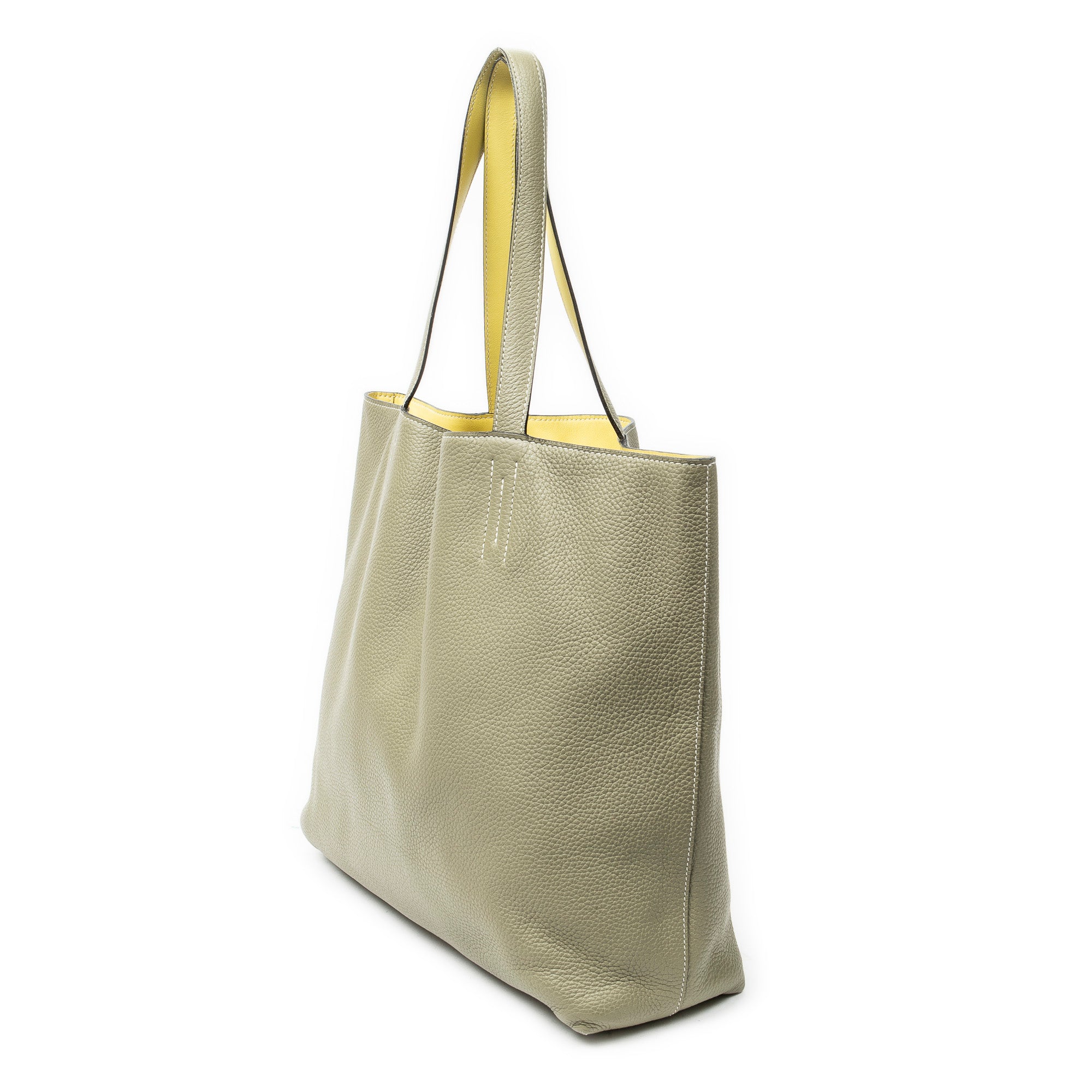 Shoulder Bag Double Sens Reversible Tote 36 Sauge Clemence Leather