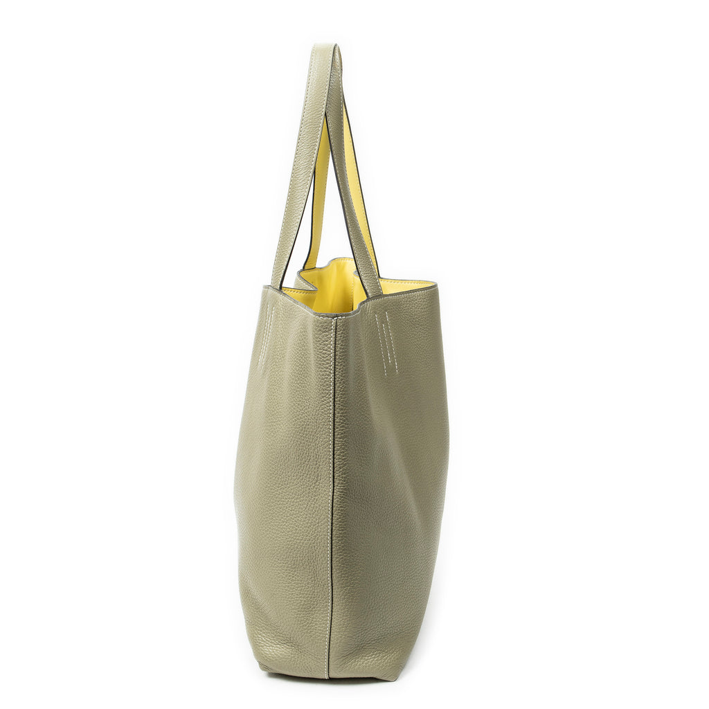 Shoulder Bag Double Sens Reversible Tote 36 Sauge Clemence Leather