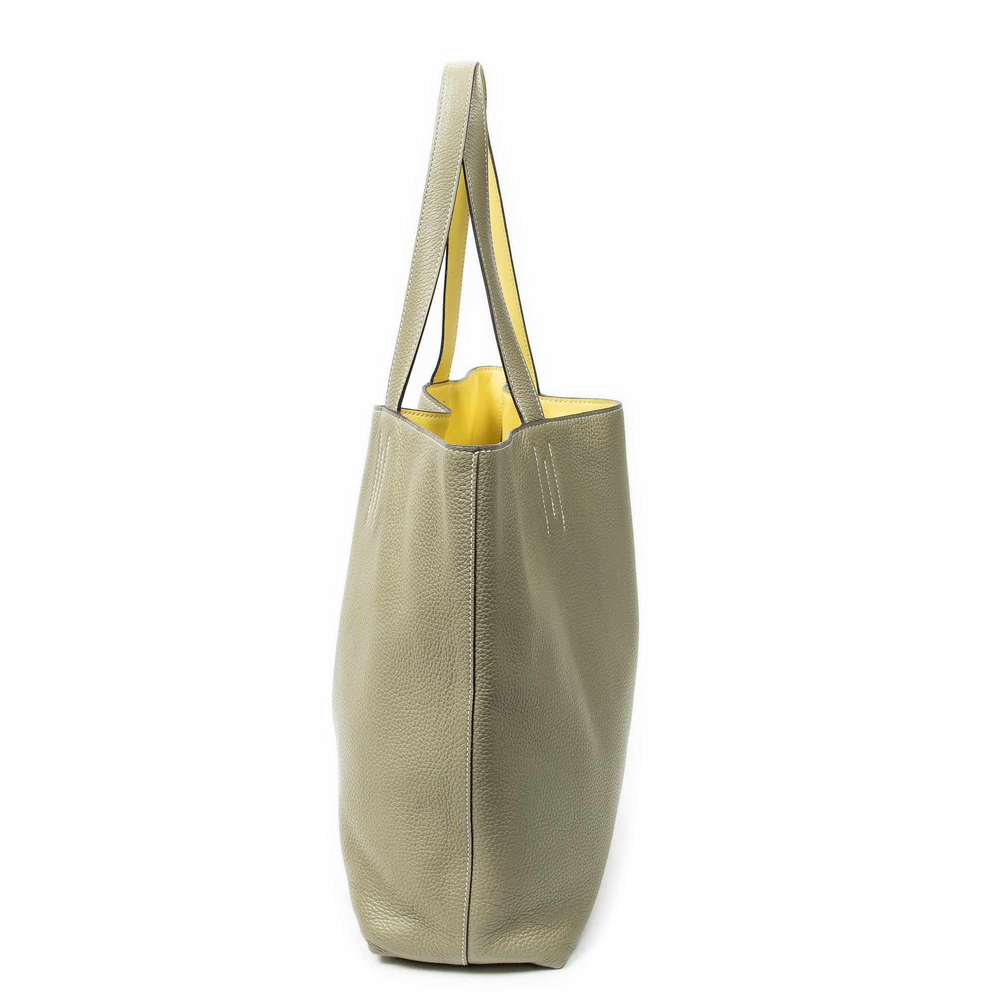 Shoulder Bag Double Sens Reversible Tote 36 Sauge Clemence Leather