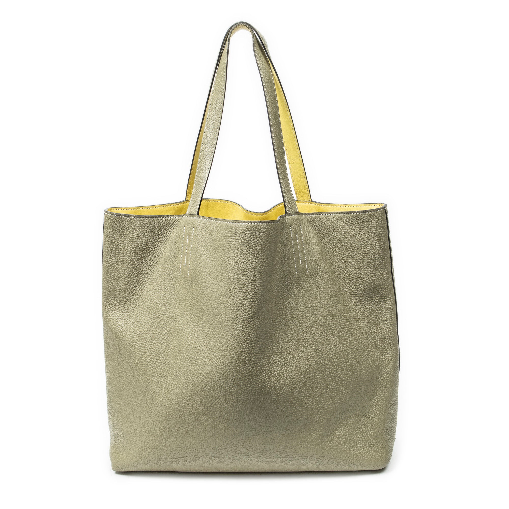 Shoulder Bag Double Sens Reversible Tote 36 Sauge Clemence Leather