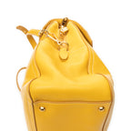 Shoulder Bag Turn Lock Flap Top Handle Yellow Vitello Caribu Leather