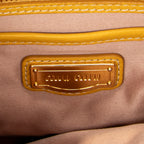 Shoulder Bag Turn Lock Flap Top Handle Yellow Vitello Caribu Leather
