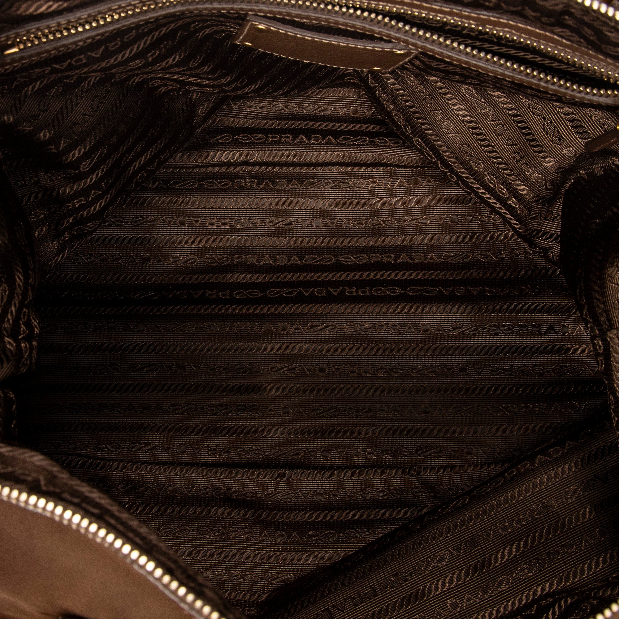 Shoulder Bag Zip Shopping Tote Brown Nylon Canvas