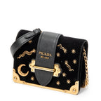Shoulder Bag Cahier Astrology Crossbody Black Embellished Velvet Canvas