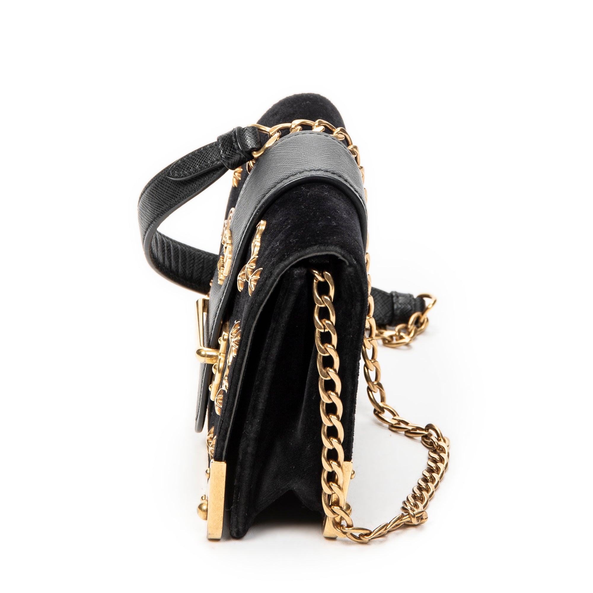 Shoulder Bag Cahier Astrology Crossbody Black Embellished Velvet Canvas