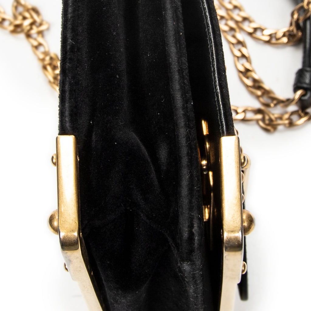 Shoulder Bag Cahier Astrology Crossbody Black Embellished Velvet Canvas