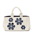 Shoulder Bag Large Mistolino Canapa Tote Beige Embroidered Canapa Canvas