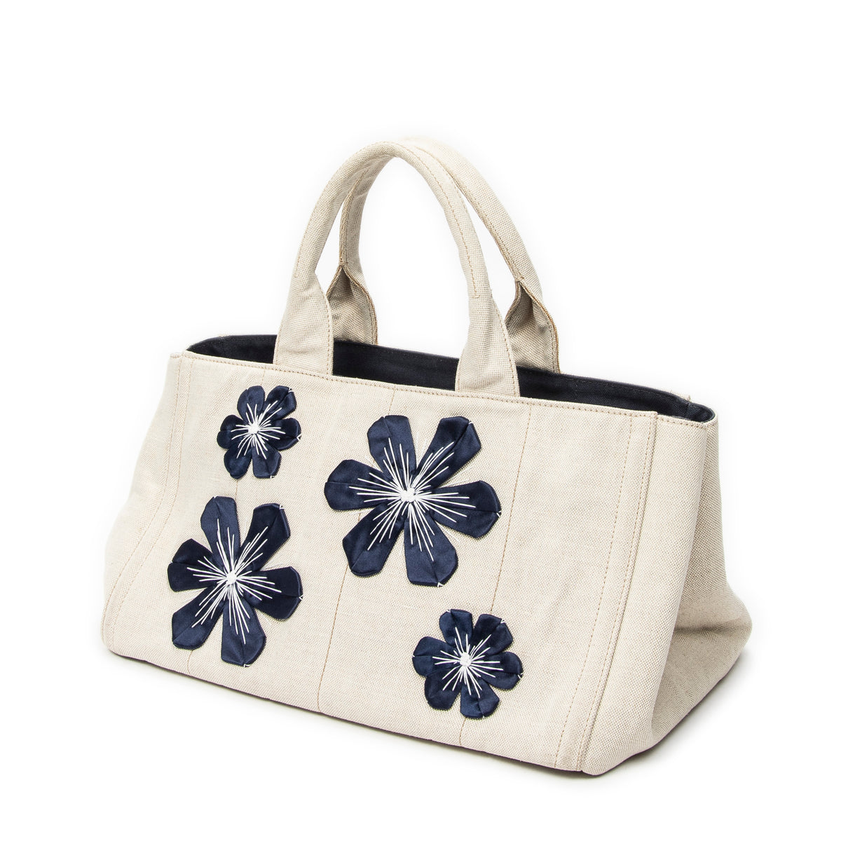 Shoulder Bag Large Mistolino Canapa Tote Beige Embroidered Canapa Canvas