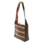Shoulder Bag Fold Over Shoulder Tote Brown Macadam Coated Canvas