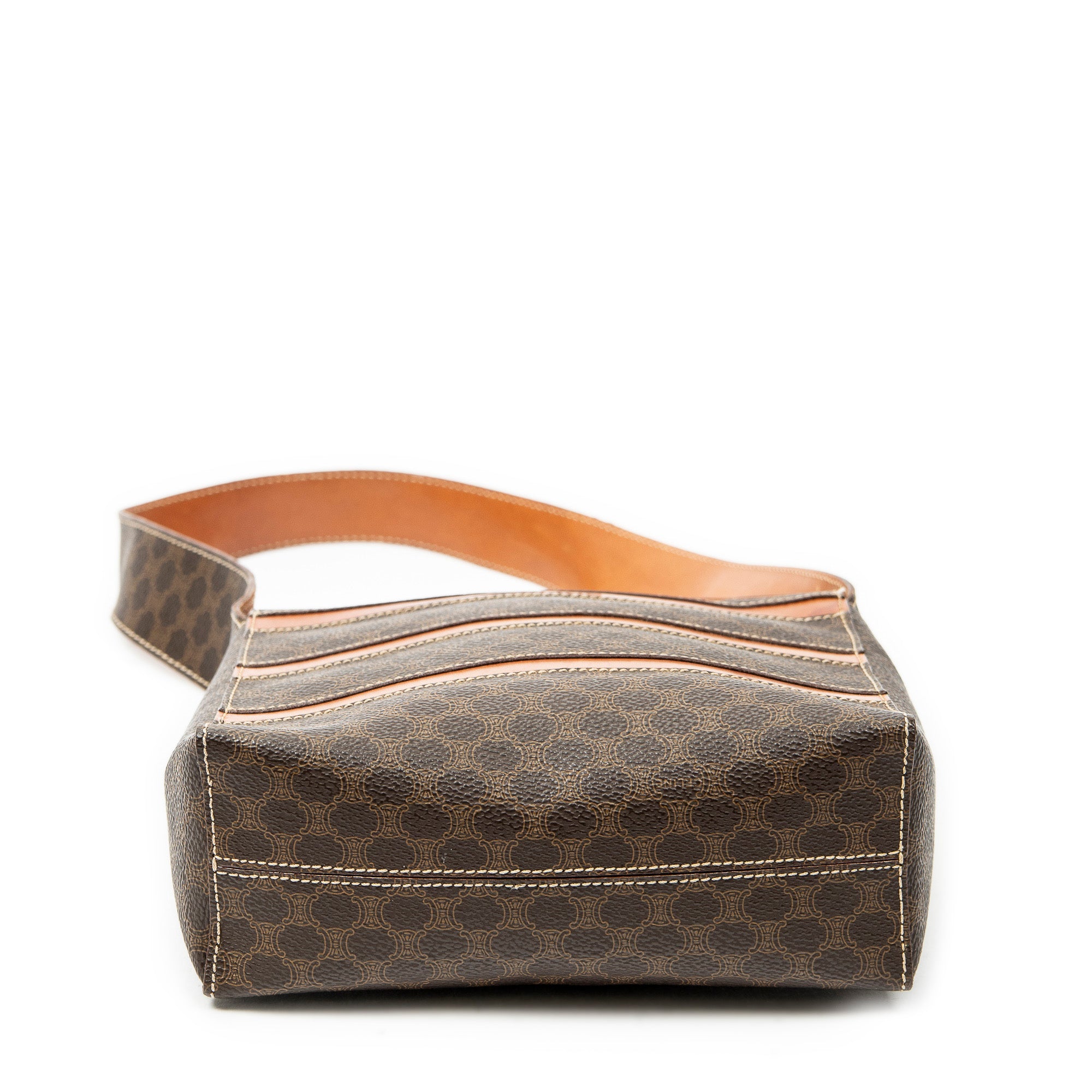 Shoulder Bag Fold Over Shoulder Tote Brown Macadam Coated Canvas