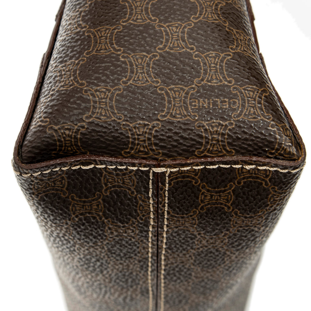 Shoulder Bag Fold Over Shoulder Tote Brown Macadam Coated Canvas