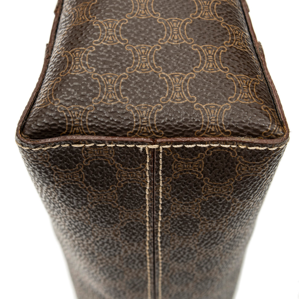 Shoulder Bag Fold Over Shoulder Tote Brown Macadam Coated Canvas