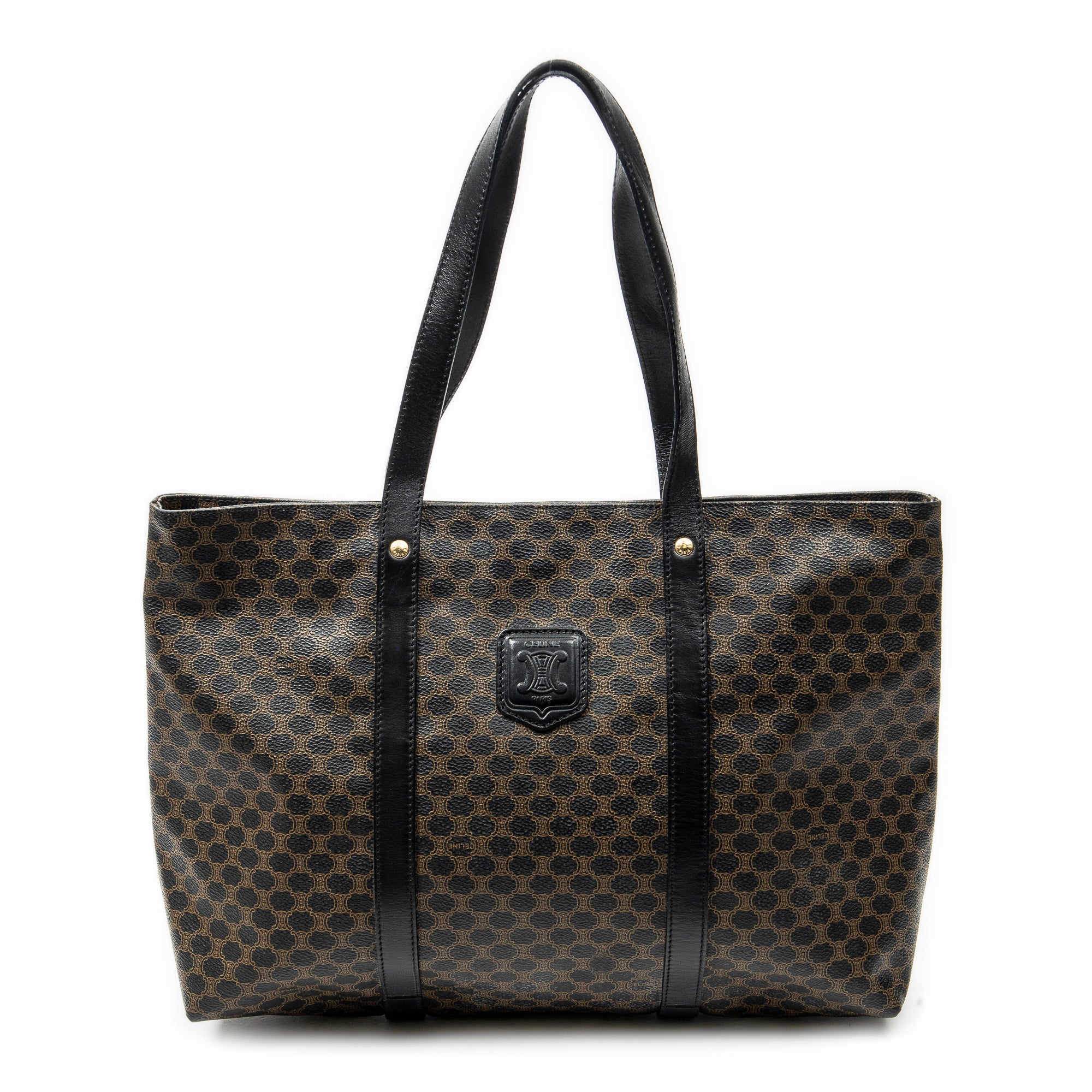 Shoulder Bag Shopping Tote Black Macadam Coated Canvas – BrandCo Paris