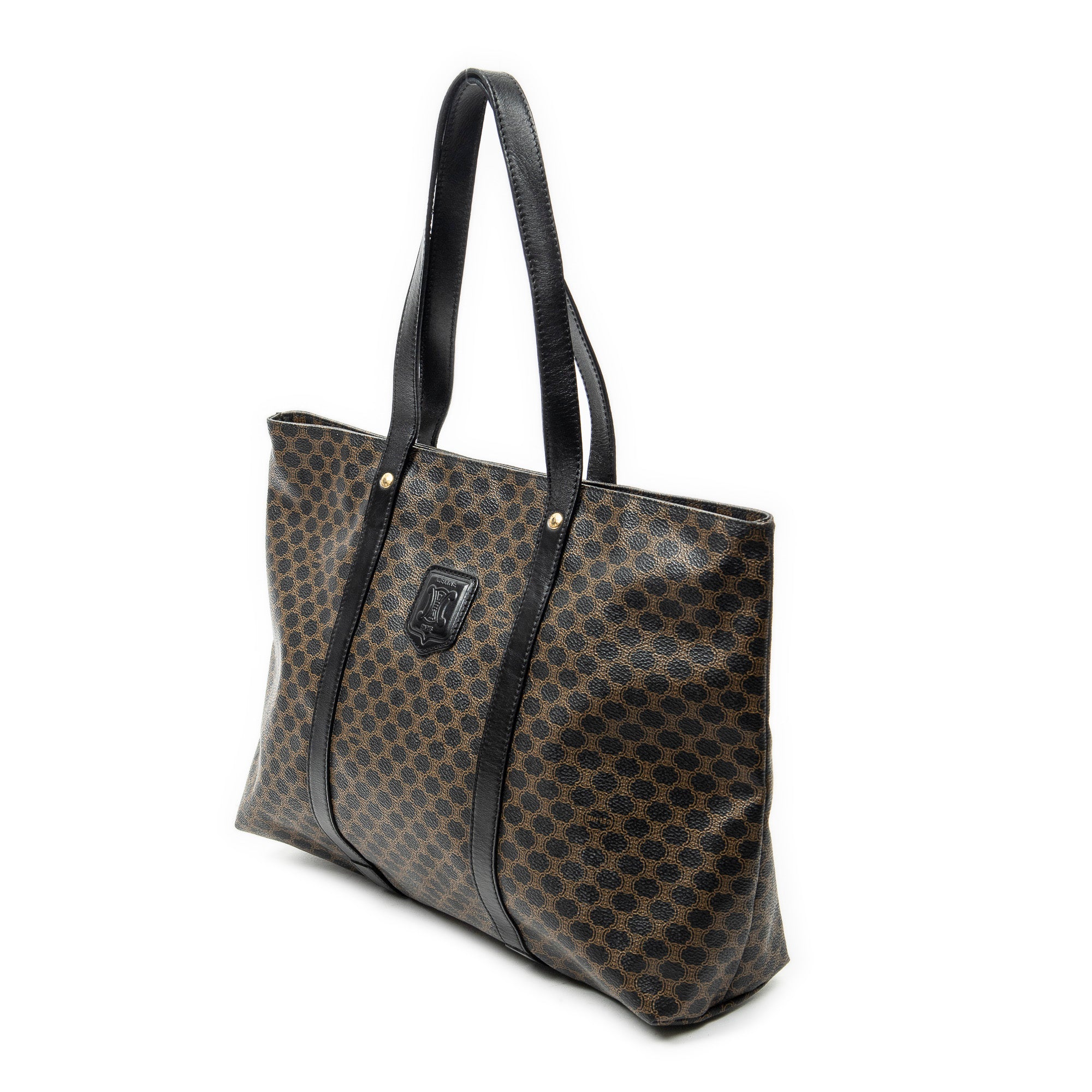 Shoulder Bag Shopping Tote Black Macadam Coated Canvas