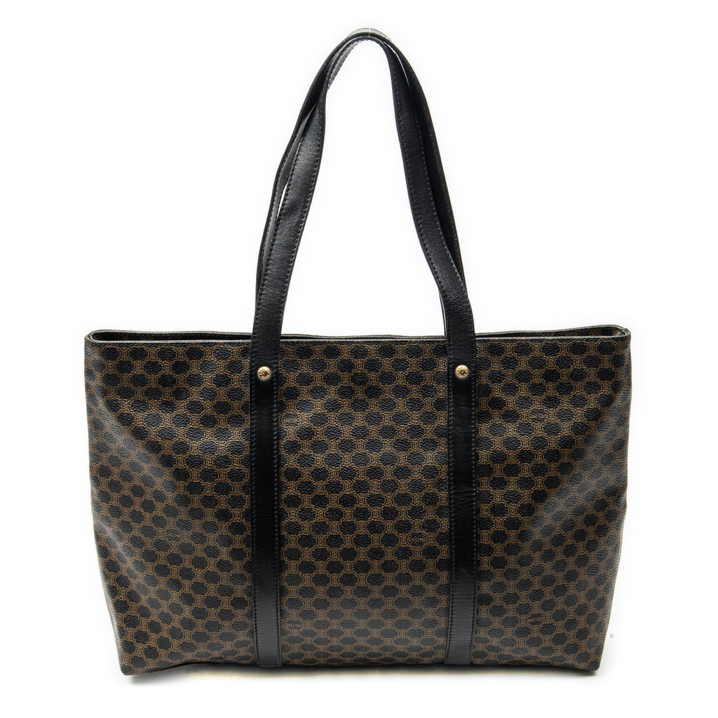Shoulder Bag Shopping Tote Black Macadam Coated Canvas