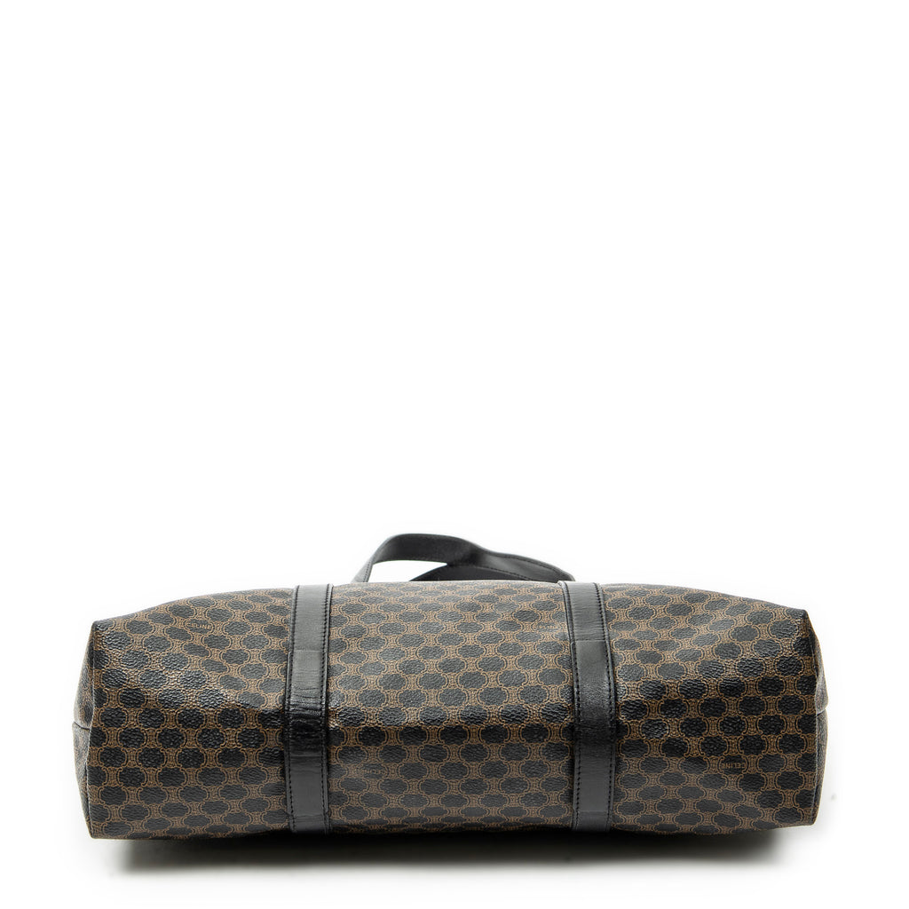 Shoulder Bag Shopping Tote Black Macadam Coated Canvas