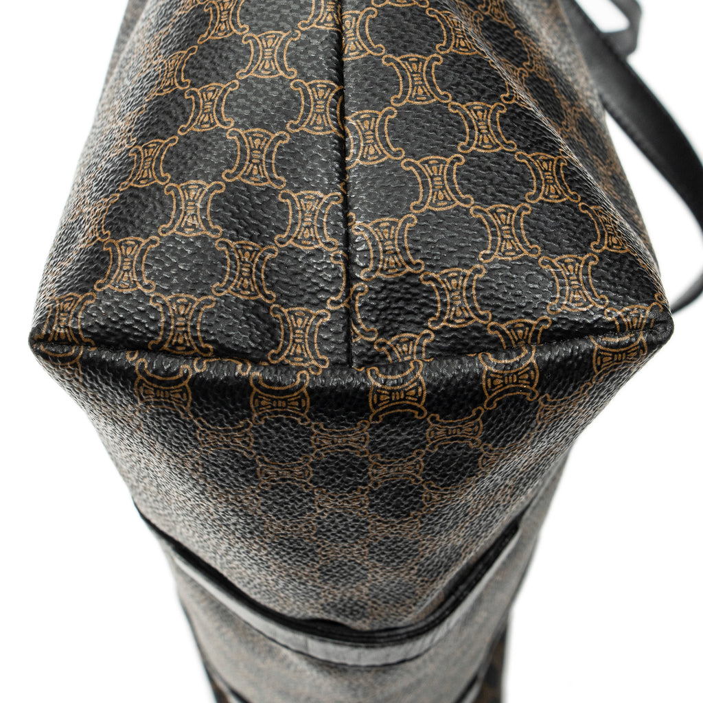 Shoulder Bag Shopping Tote Black Macadam Coated Canvas