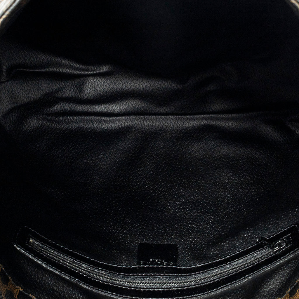 Shoulder Bag Shopping Tote Black Macadam Coated Canvas