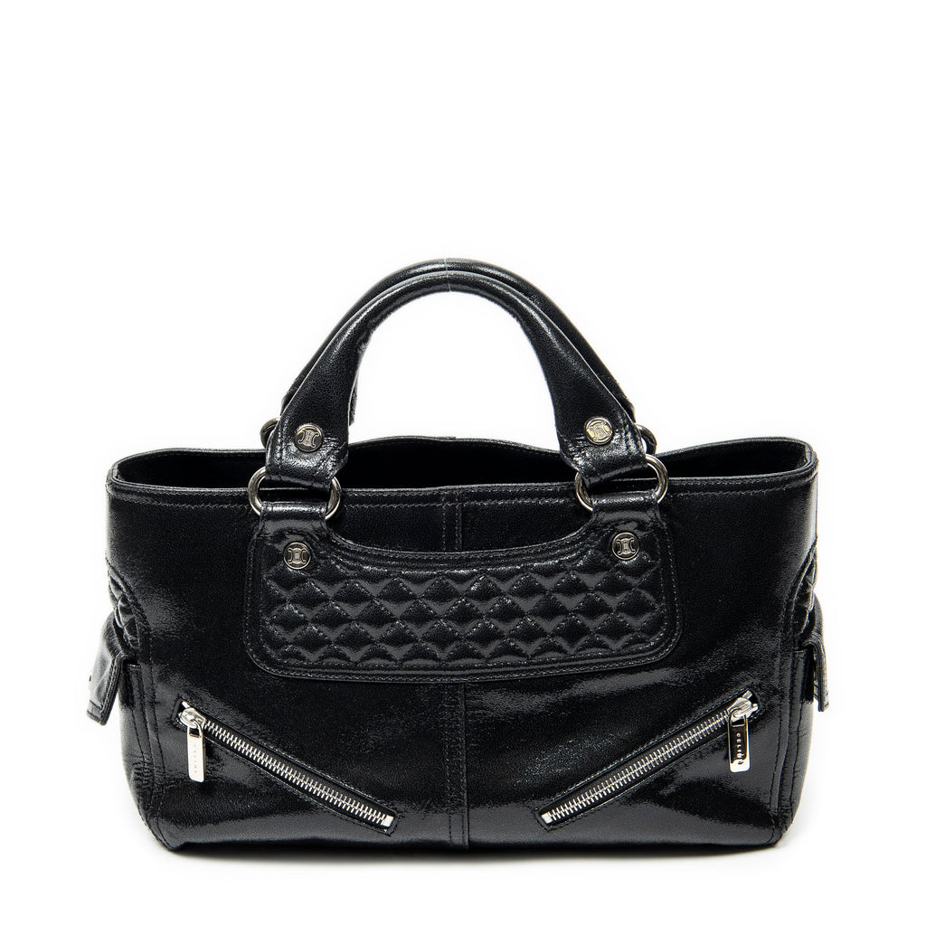 Handbag Biker Boogie Black Metallic Leather