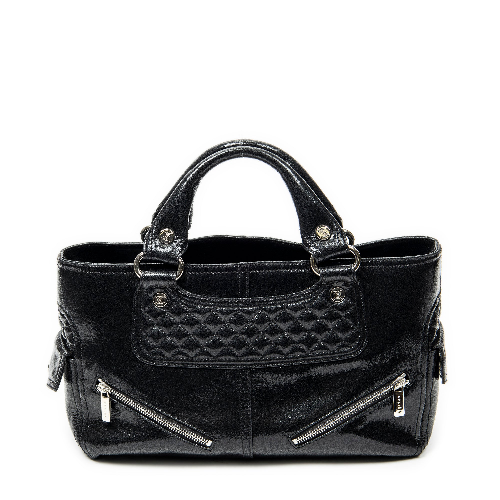 Handbag Biker Boogie Black Metallic Leather
