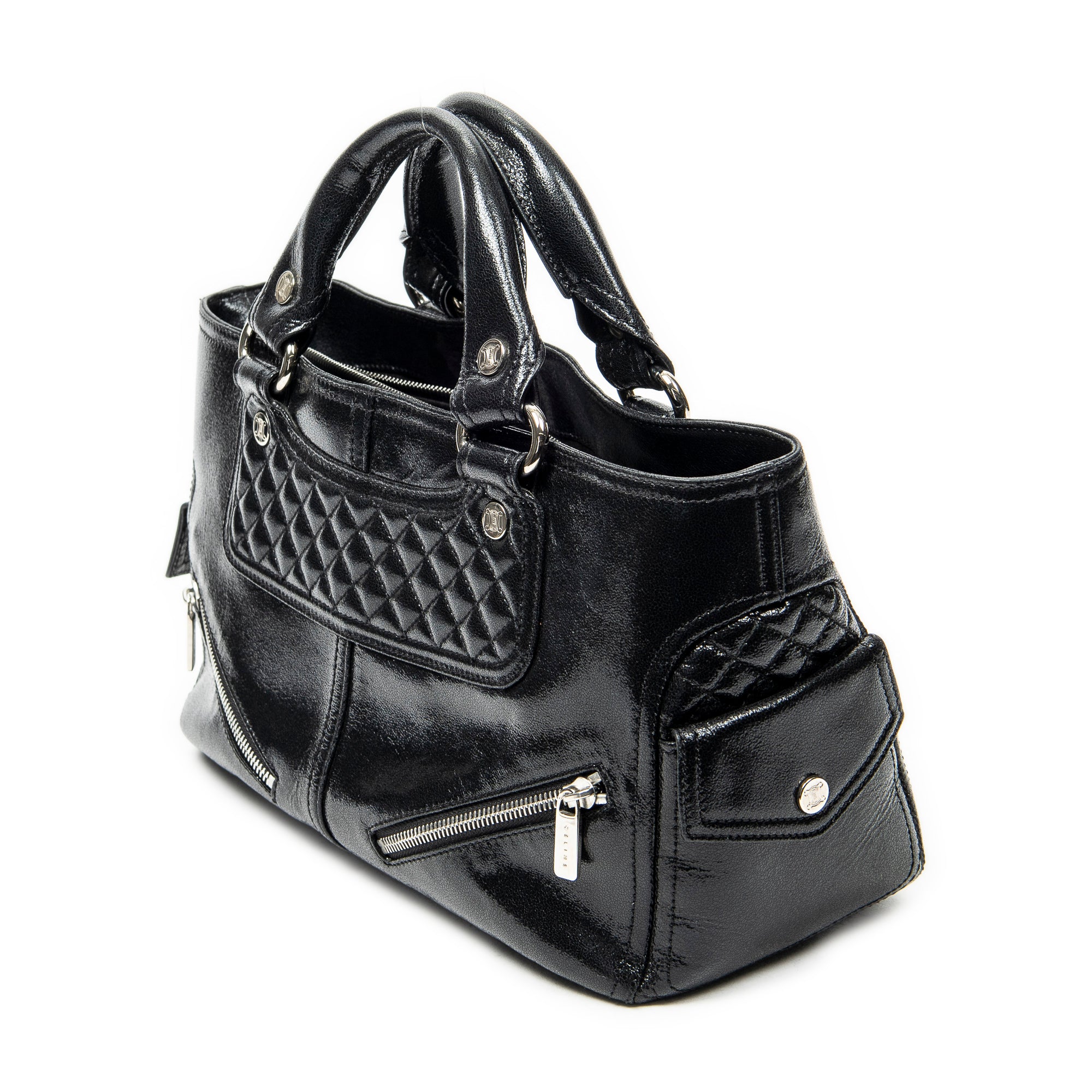 Handbag Biker Boogie Black Metallic Leather