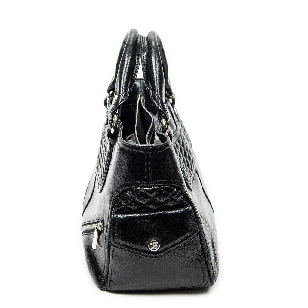 Handbag Biker Boogie Black Metallic Leather