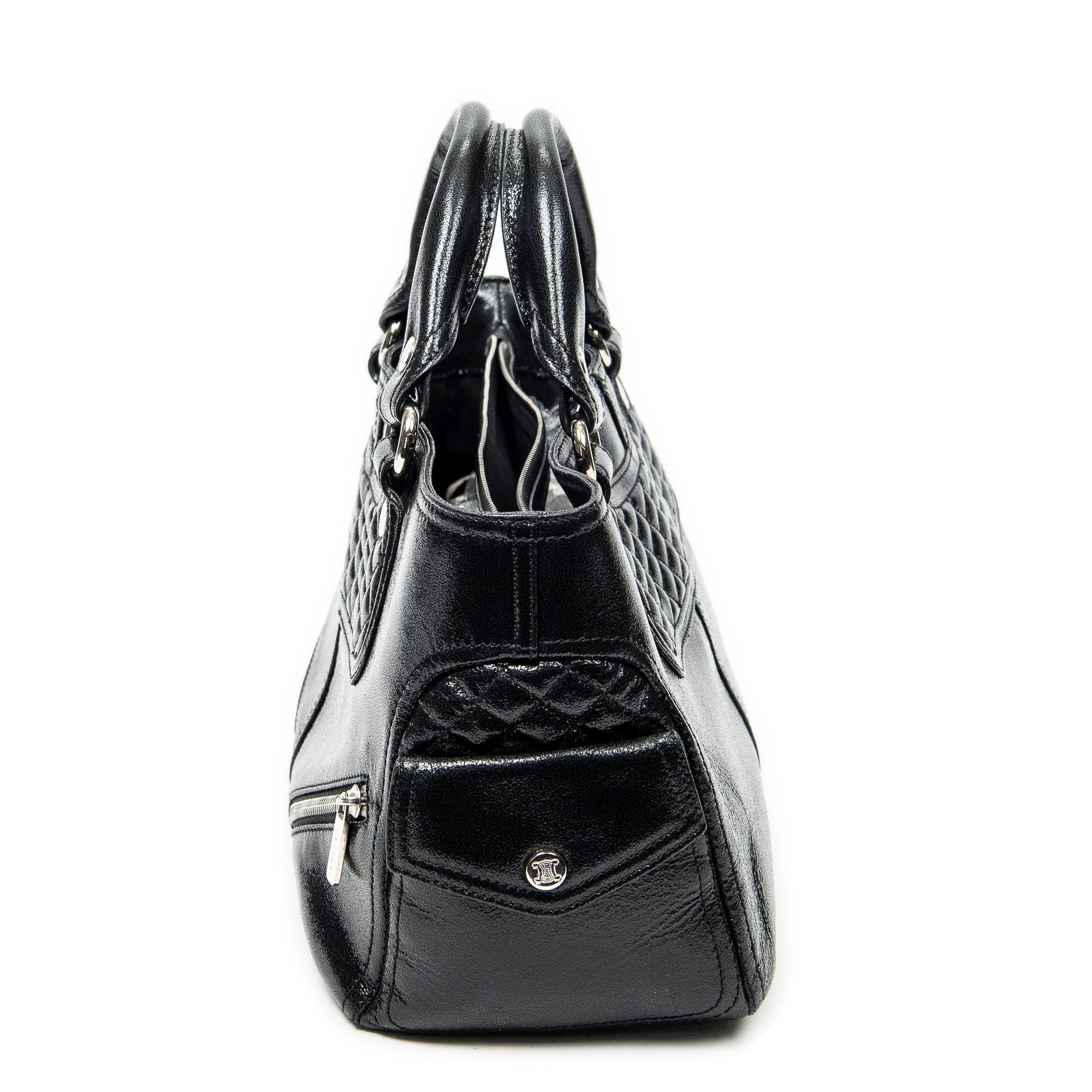 Handbag Biker Boogie Black Metallic Leather