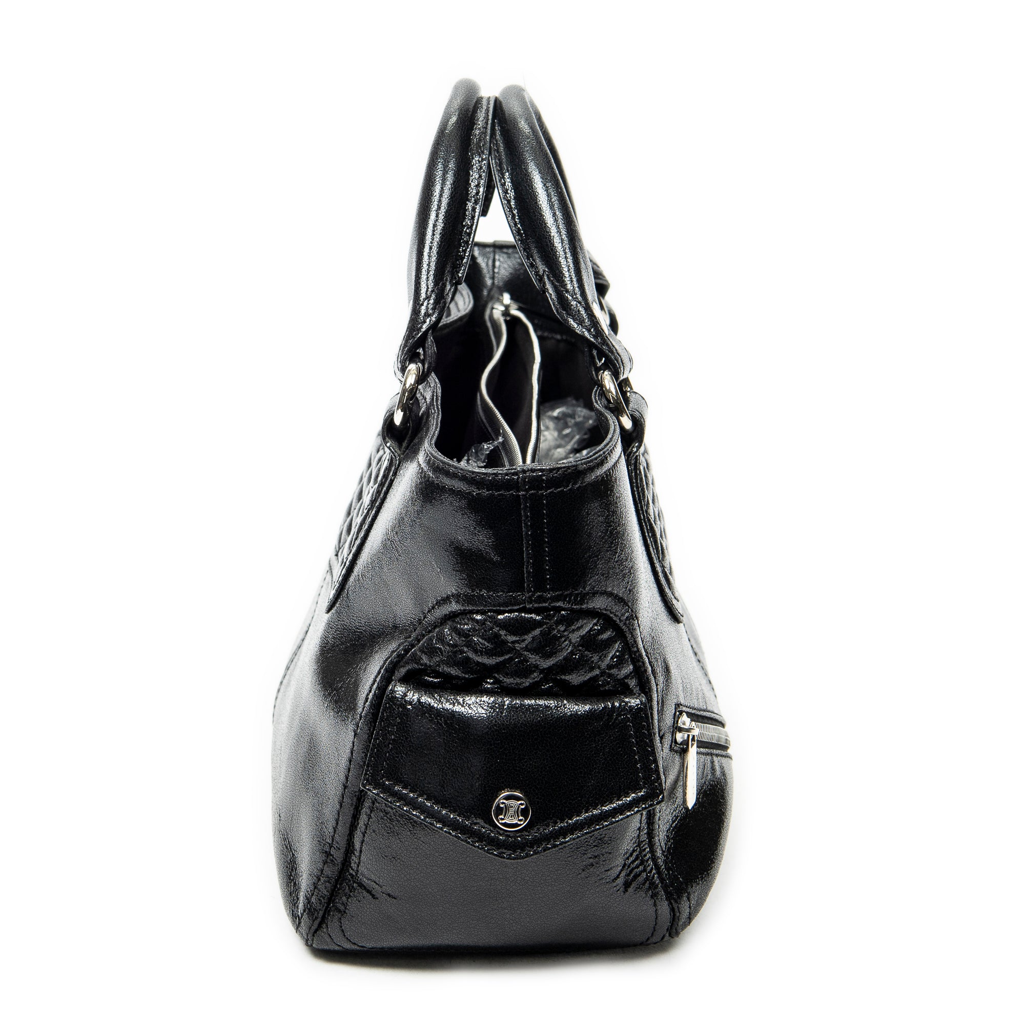 Handbag Biker Boogie Black Metallic Leather