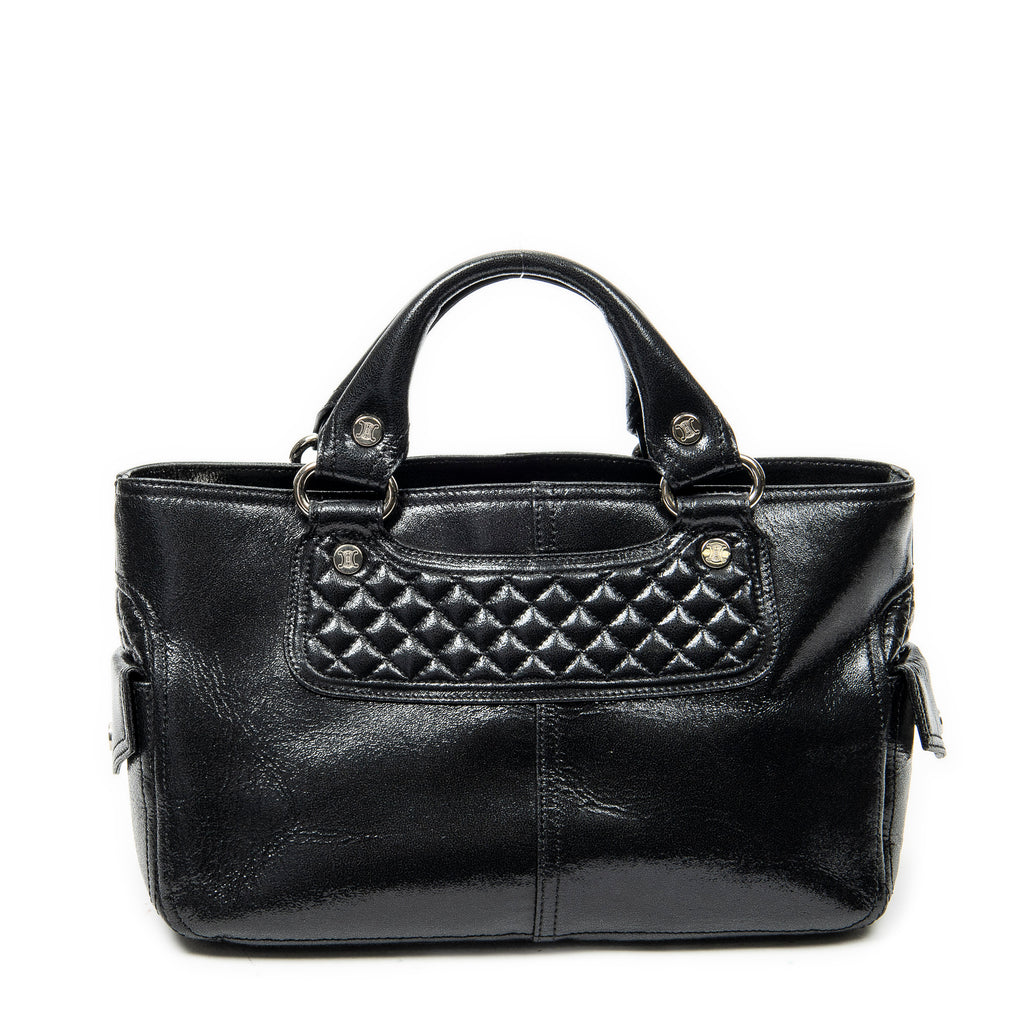 Handbag Biker Boogie Black Metallic Leather