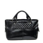 Handbag Biker Boogie Black Metallic Leather