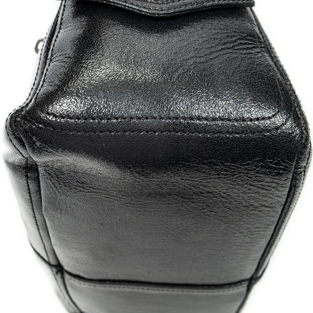 Handbag Biker Boogie Black Metallic Leather
