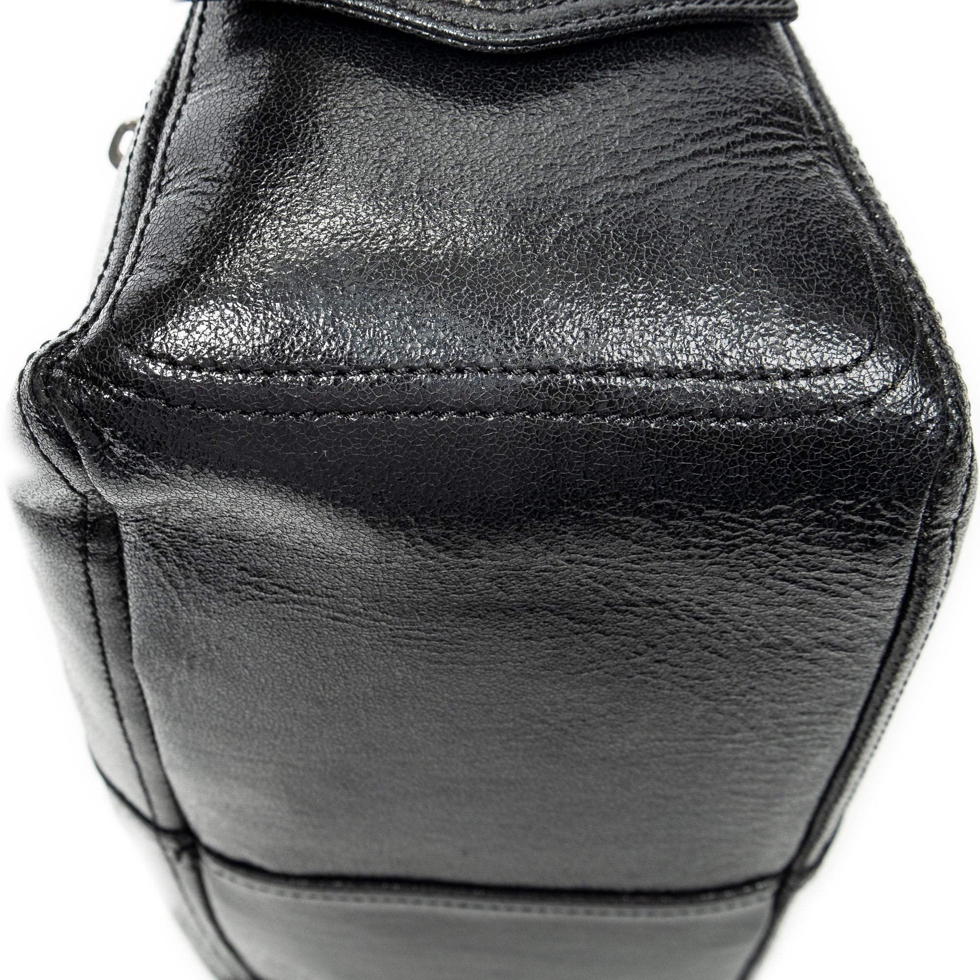Handbag Biker Boogie Black Metallic Leather