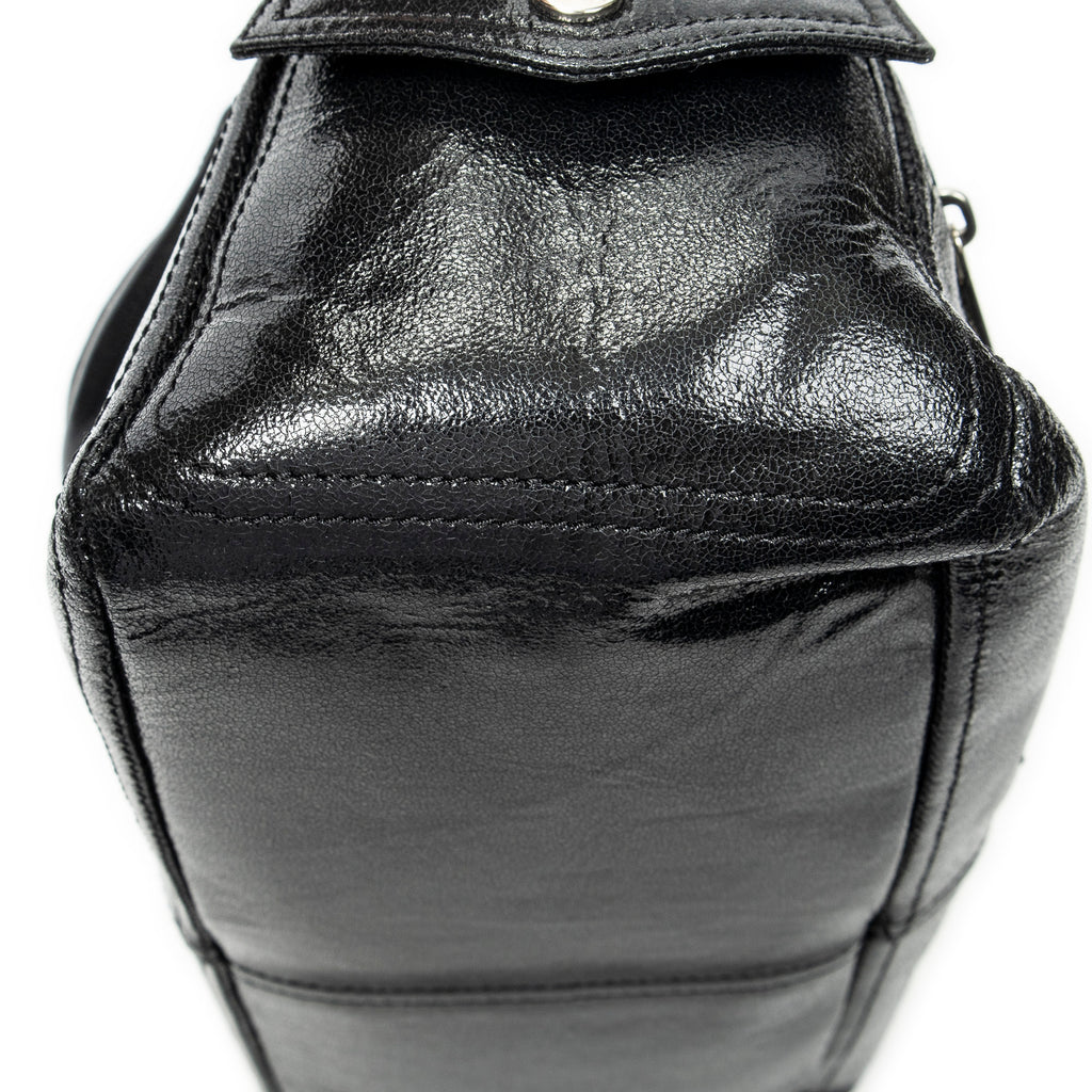 Handbag Biker Boogie Black Metallic Leather