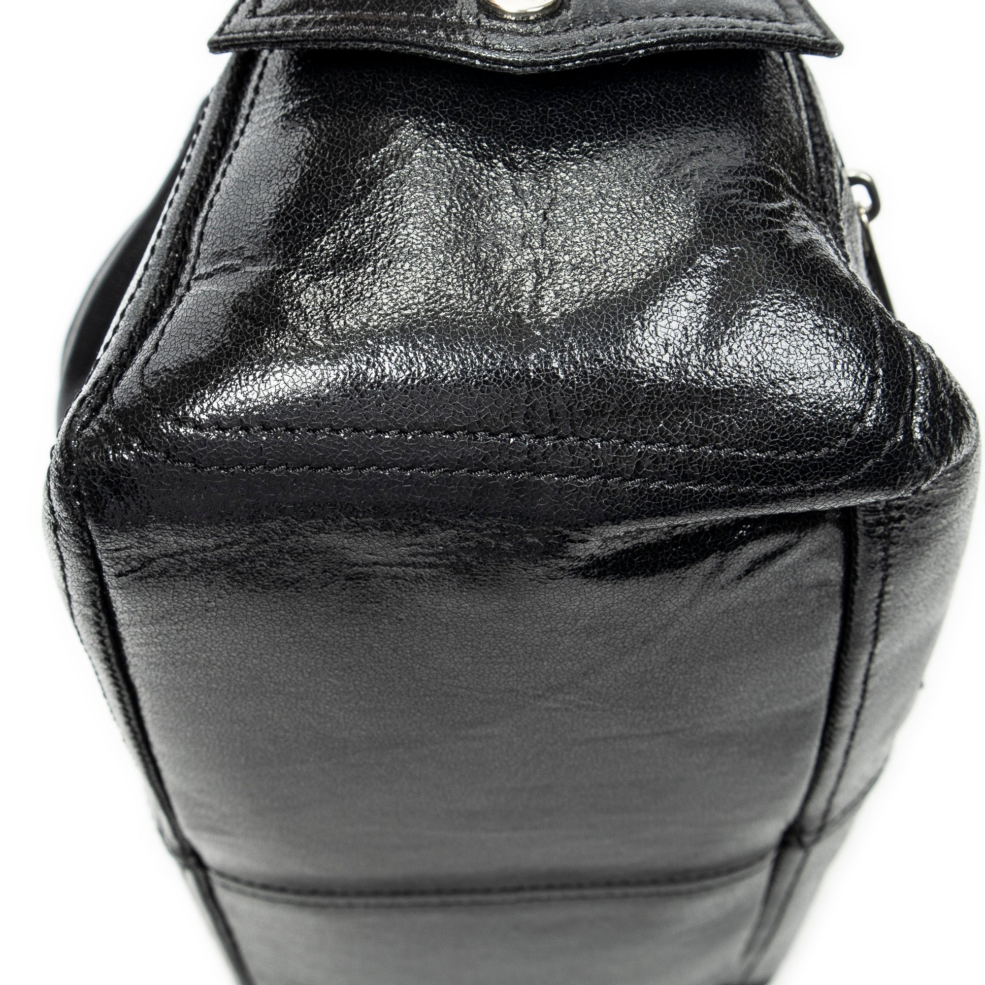 Handbag Biker Boogie Black Metallic Leather
