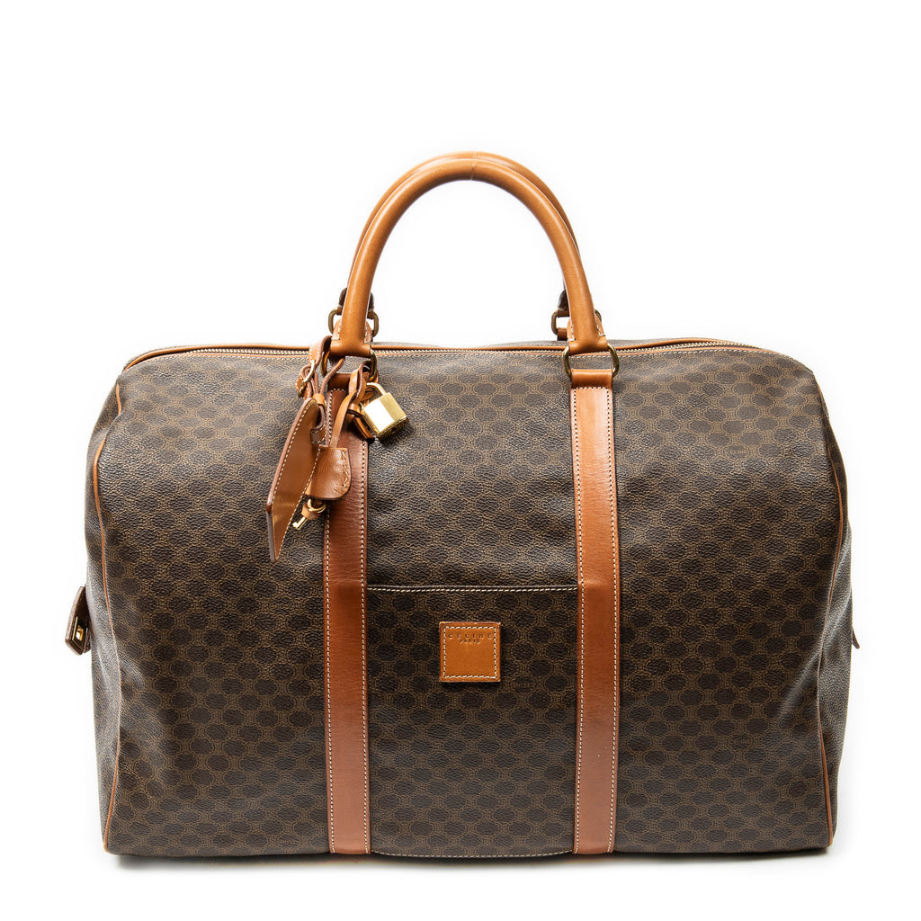 Travel Bag Vintage Medium Travel Boston Brown Macadam Coated Canvas