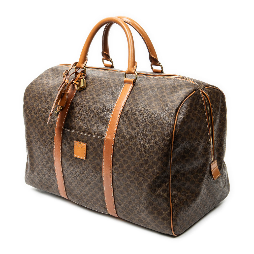 Travel Bag Vintage Medium Travel Boston Brown Macadam Coated Canvas