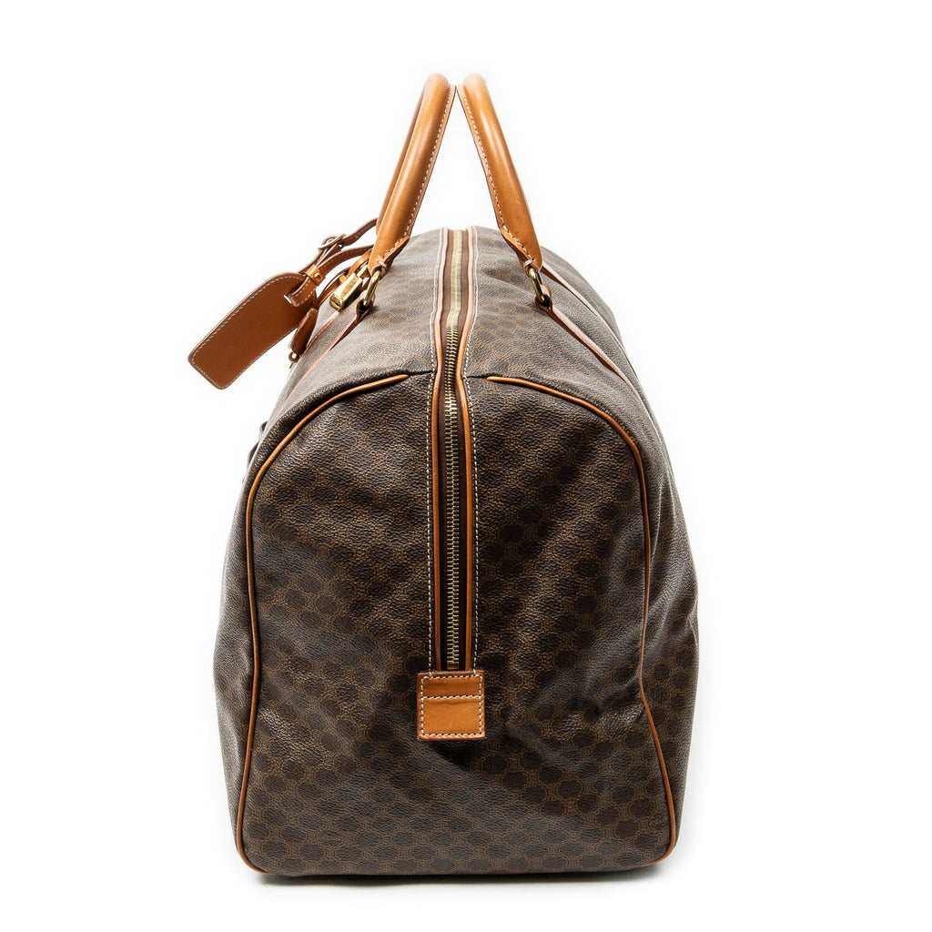 Travel Bag Vintage Medium Travel Boston Brown Macadam Coated Canvas