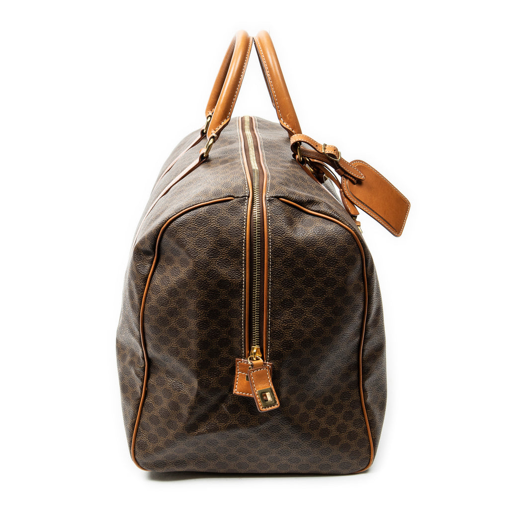 Travel Bag Vintage Medium Travel Boston Brown Macadam Coated Canvas