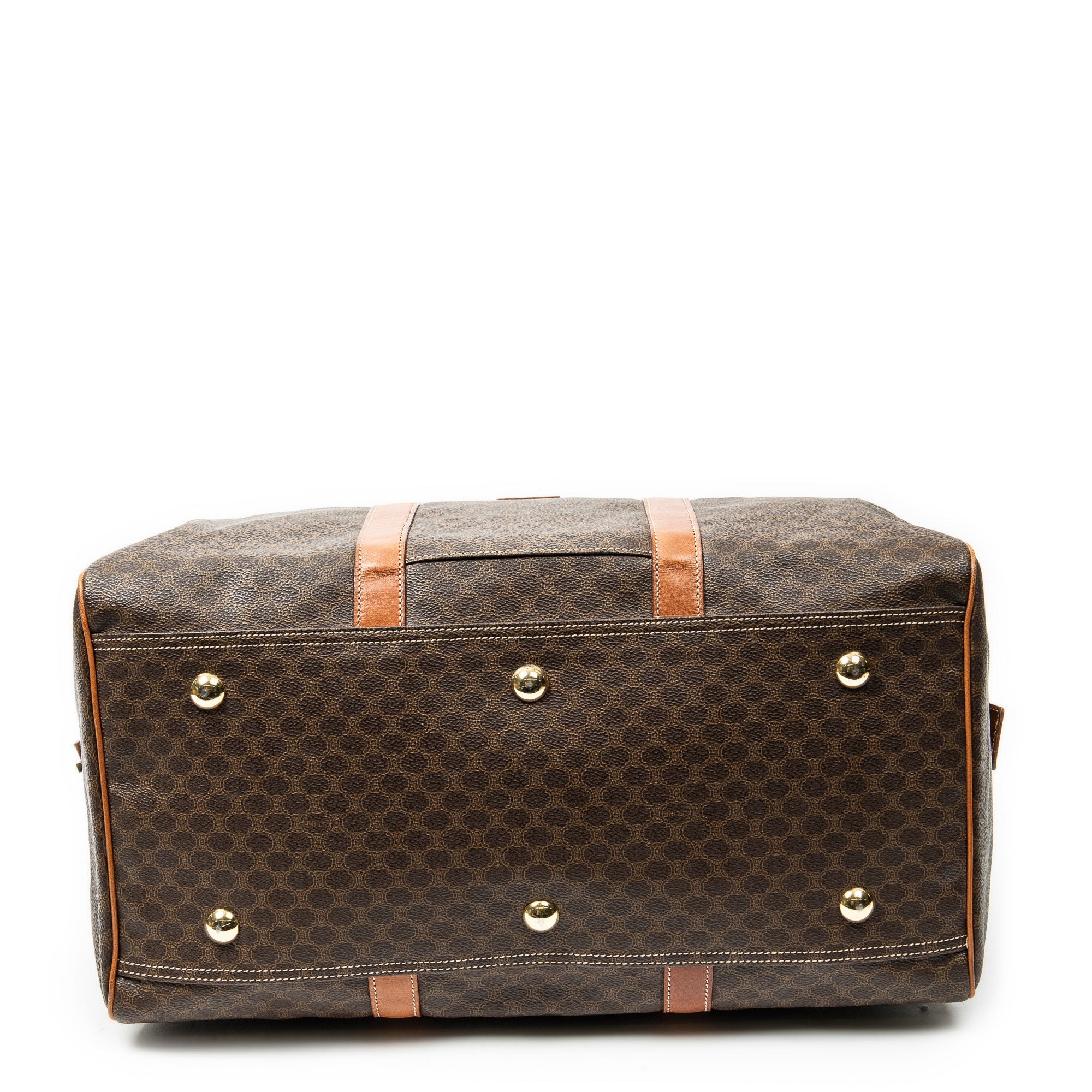 Travel Bag Vintage Medium Travel Boston Brown Macadam Coated Canvas