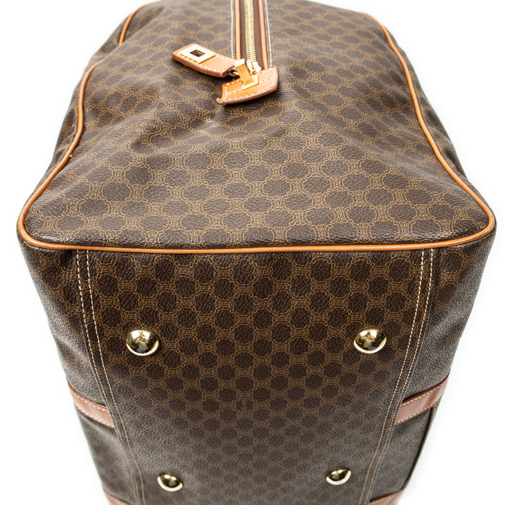 Travel Bag Vintage Medium Travel Boston Brown Macadam Coated Canvas
