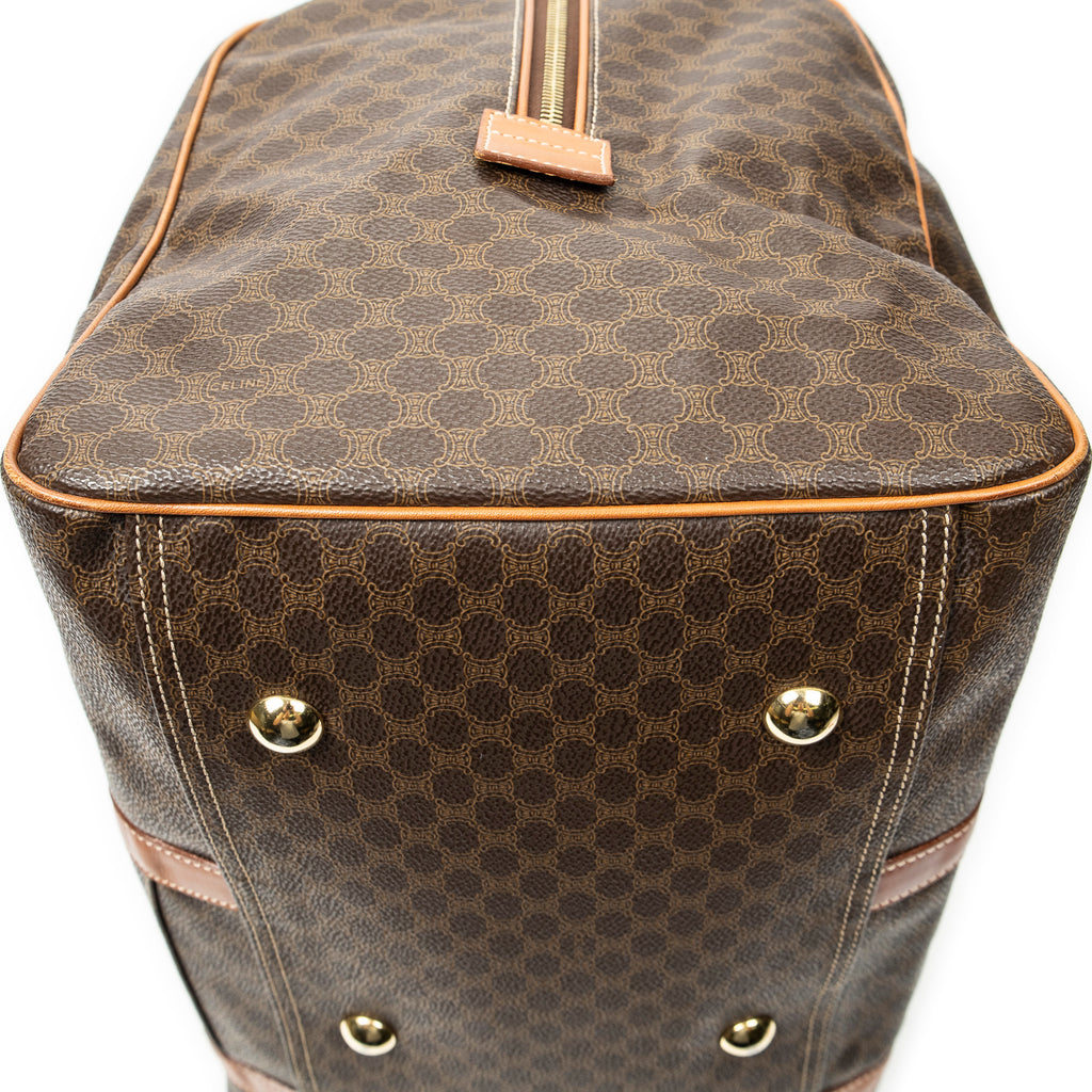 Travel Bag Vintage Medium Travel Boston Brown Macadam Coated Canvas