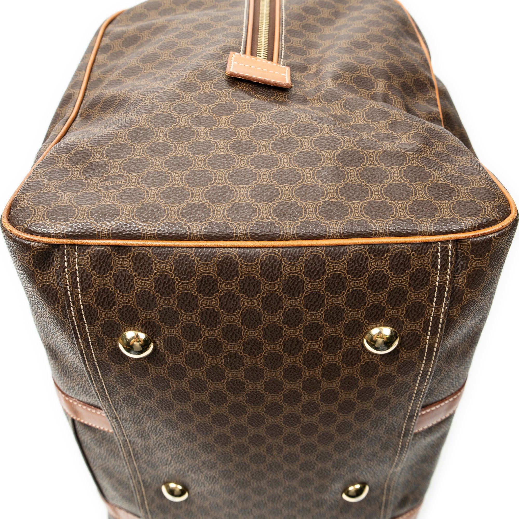 Travel Bag Vintage Medium Travel Boston Brown Macadam Coated Canvas