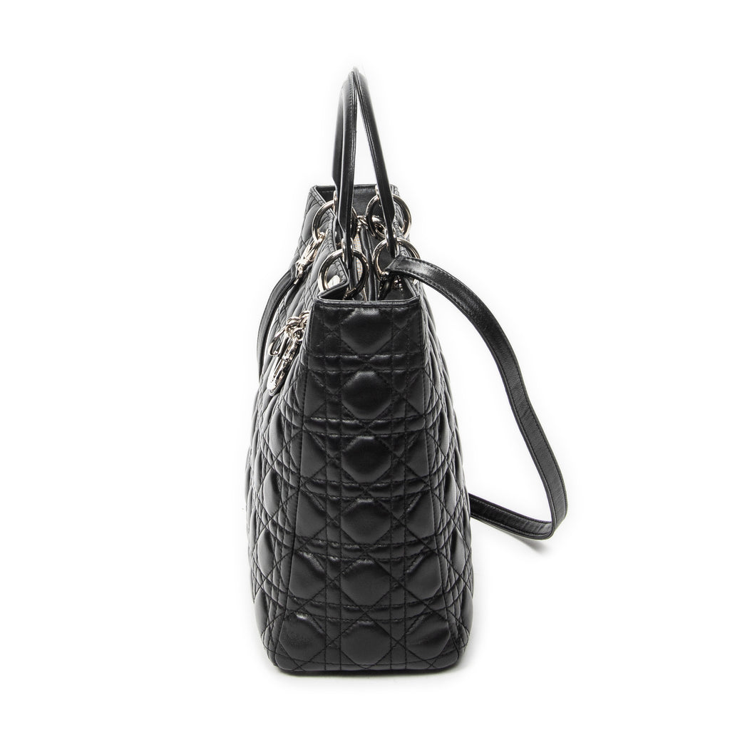 Shoulder Bag Large Lady Dior Zip Black Cannage Lambskin Leather