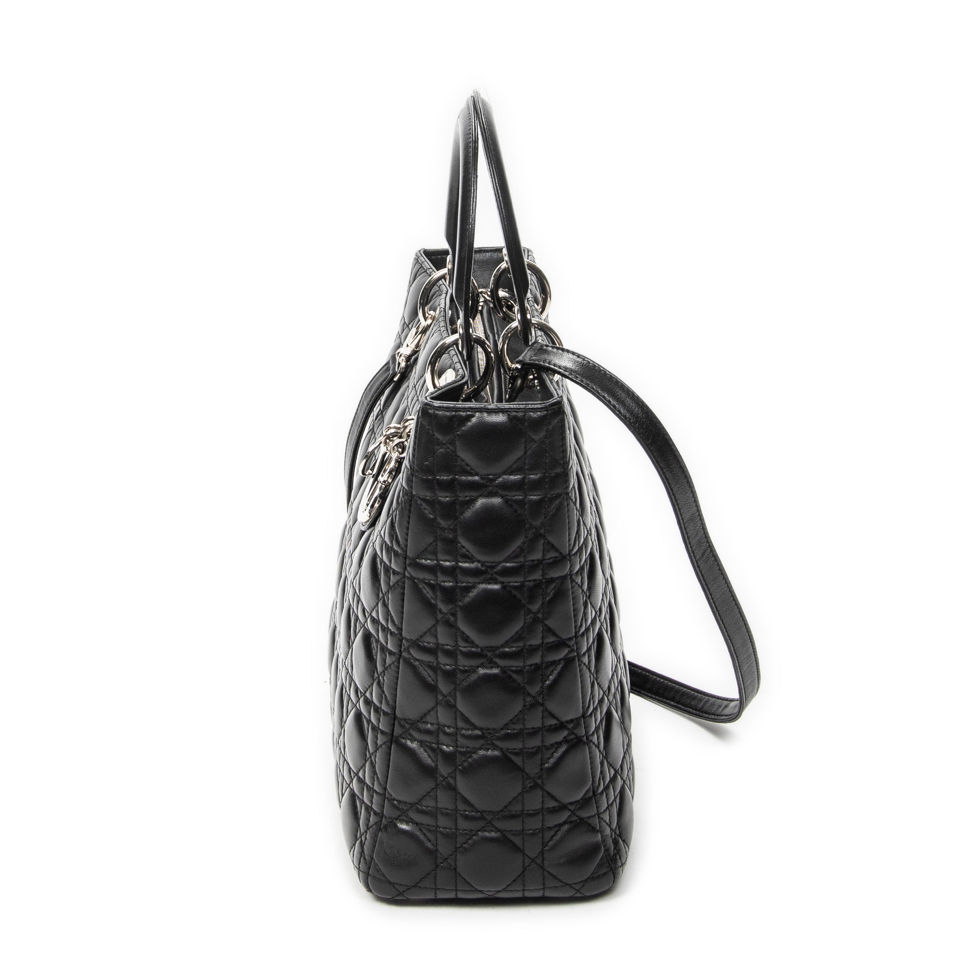 Shoulder Bag Large Lady Dior Zip Black Cannage Lambskin Leather