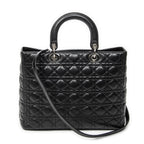 Shoulder Bag Large Lady Dior Zip Black Cannage Lambskin Leather