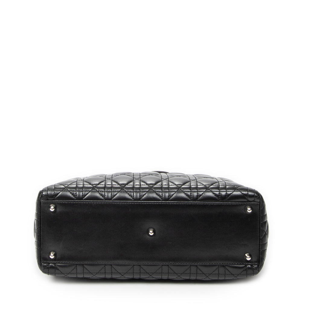 Shoulder Bag Large Lady Dior Zip Black Cannage Lambskin Leather