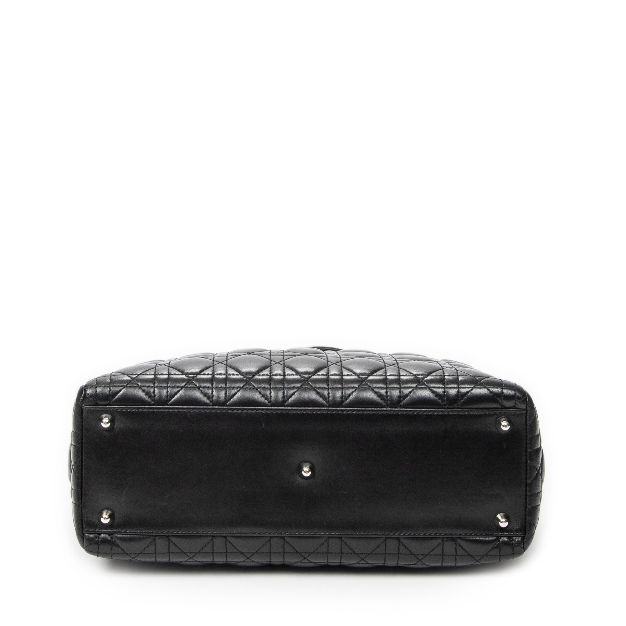Shoulder Bag Large Lady Dior Zip Black Cannage Lambskin Leather