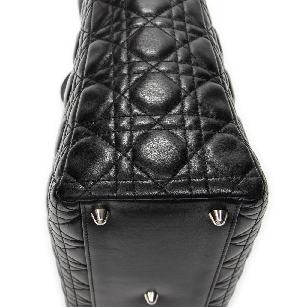Shoulder Bag Large Lady Dior Zip Black Cannage Lambskin Leather