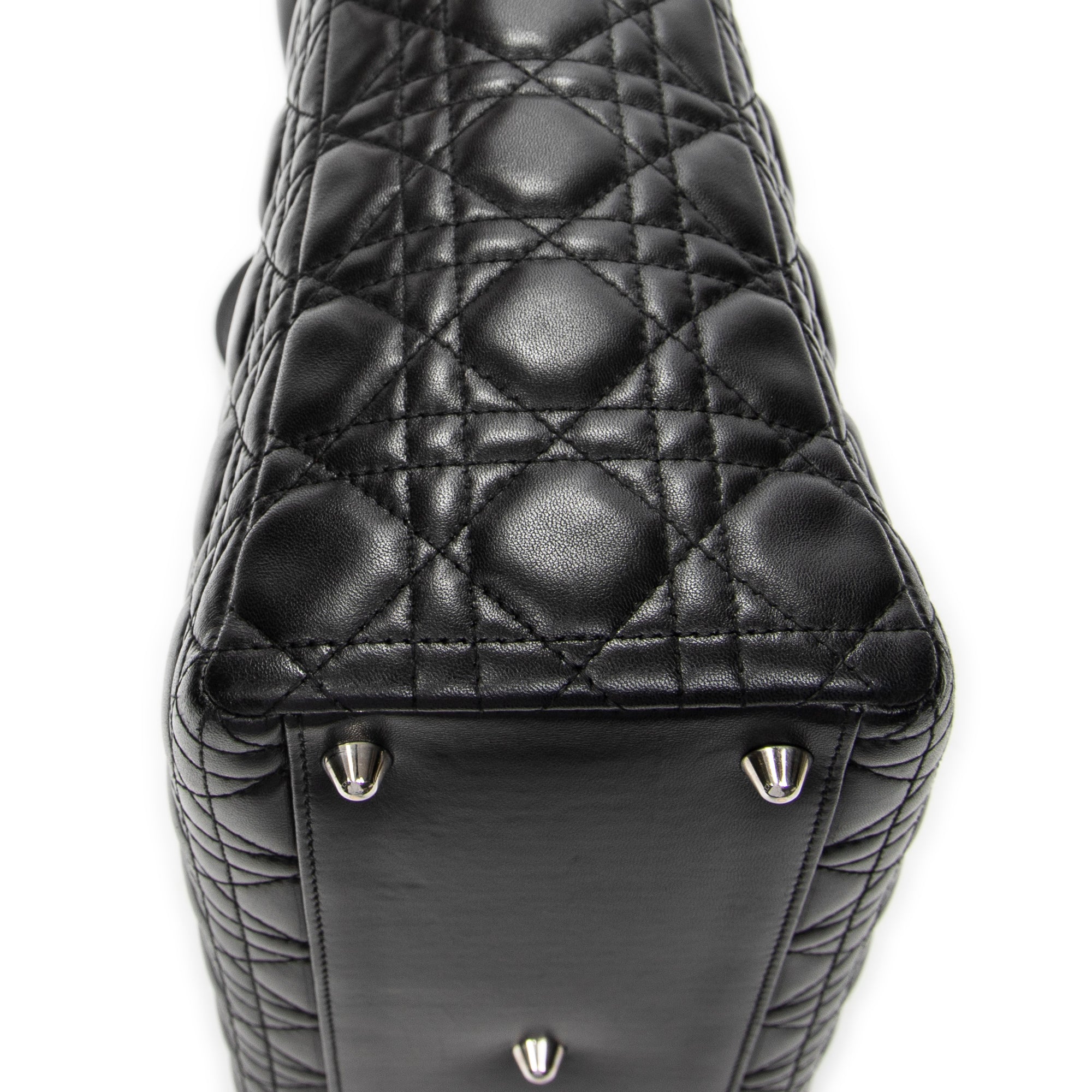 Shoulder Bag Large Lady Dior Zip Black Cannage Lambskin Leather